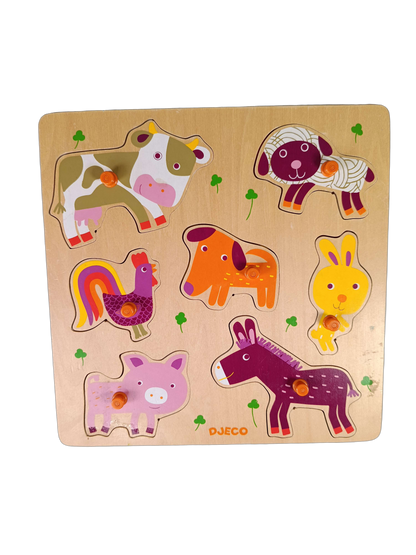 Djeco Bundle Tiere Set von 2 Steckpuzzle & Holzpuzzle