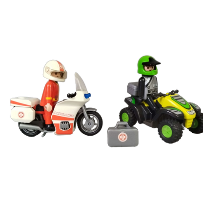 Playmobil Bundle Rettung Set von 3 Motorrad Ambulanz & Quad Figuren