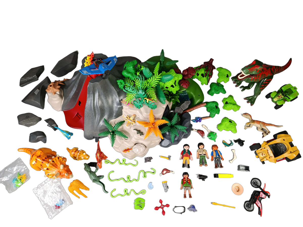 Playmobil Dinos 5230 T-Rex & Saichania Vulkan Spielset mit Zubehör