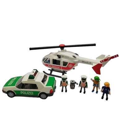 Playmobil Bundle Rettung & Polizei Set von 2 Helikopter & Auto