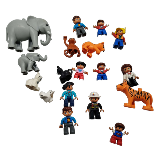 LEGO Bundle Duplo Set von 17 Figuren & Tiere Elefant Tiger Affe Hund