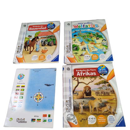 Ravensburger Bundle tiptoi Set von 4 Lernbücher & Weltkarte