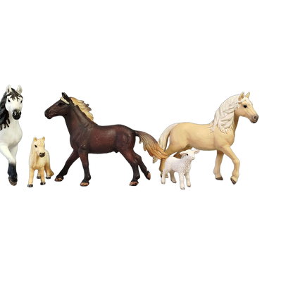 Schleich Tiere Bundle 4 Teile Tierfiguren: Pferd, Rehkitz, Lamm