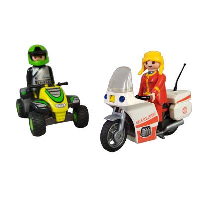 Playmobil Bundle Rettung Set von 3 Motorrad Ambulanz & Quad Figuren