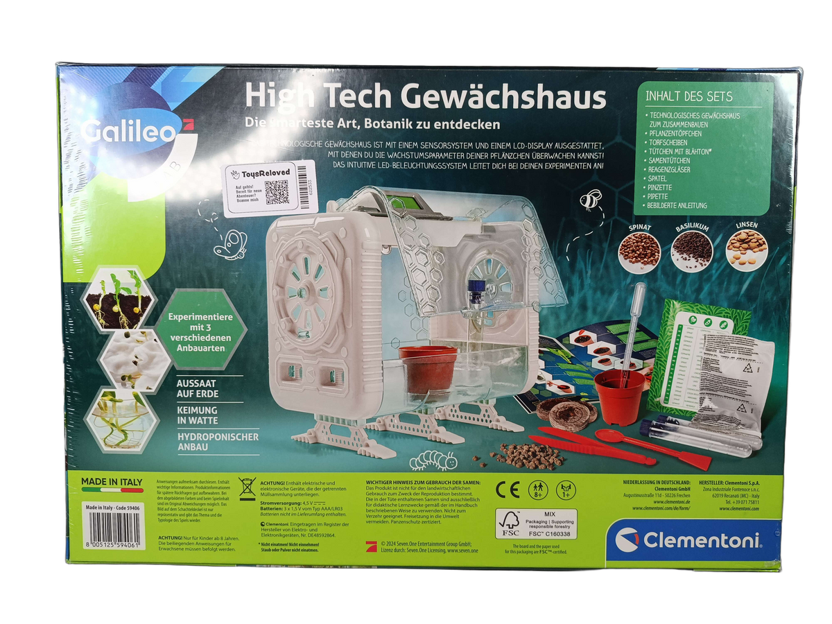 Clementoni High Tech Gewächshaus 59063 Experimentierset, Neu