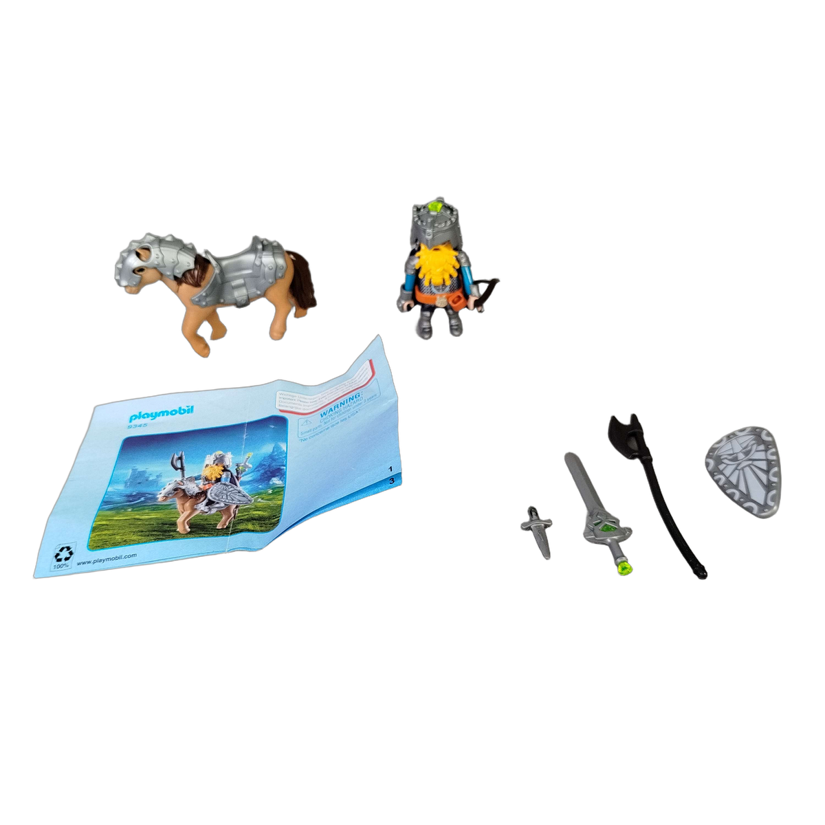 Playmobil 9345 Zwergkämpfer mit Pony Figuren-Set mit Zubehör