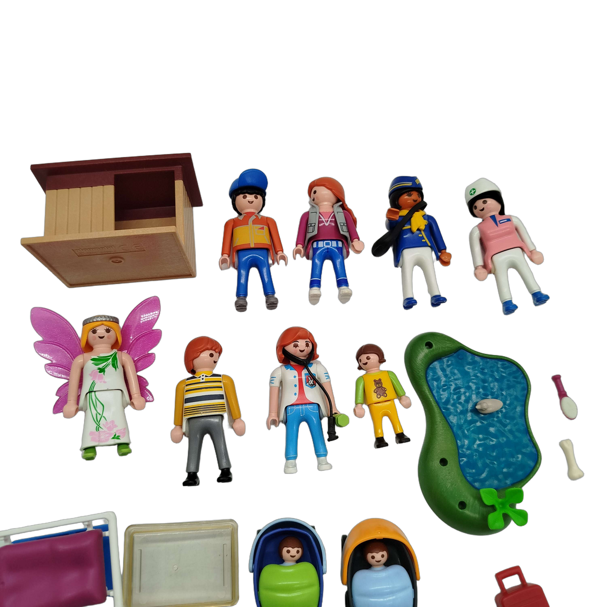 Playmobil Bundle Set Figuren Tiere & Zubehör Kinderwagen Teich