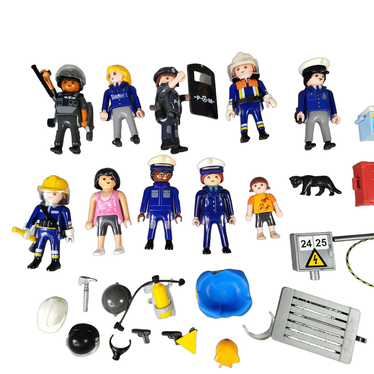 Playmobil Bundle Polizei & Feuerwehr Set von 10 Figuren & Zubehör