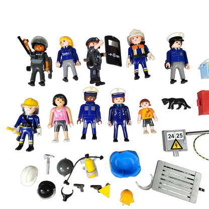 Playmobil Bundle Polizei & Feuerwehr Set von 10 Figuren & Zubehör