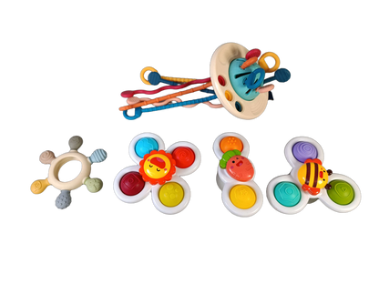 Bundle Babyspielzeug Sensorik großes Set Saugfuß-Spinner & Beißring