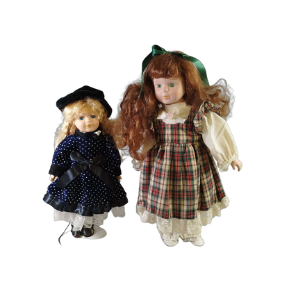 Bundle Vintage Set von 2 Porzellanpuppen 30-40 cm
