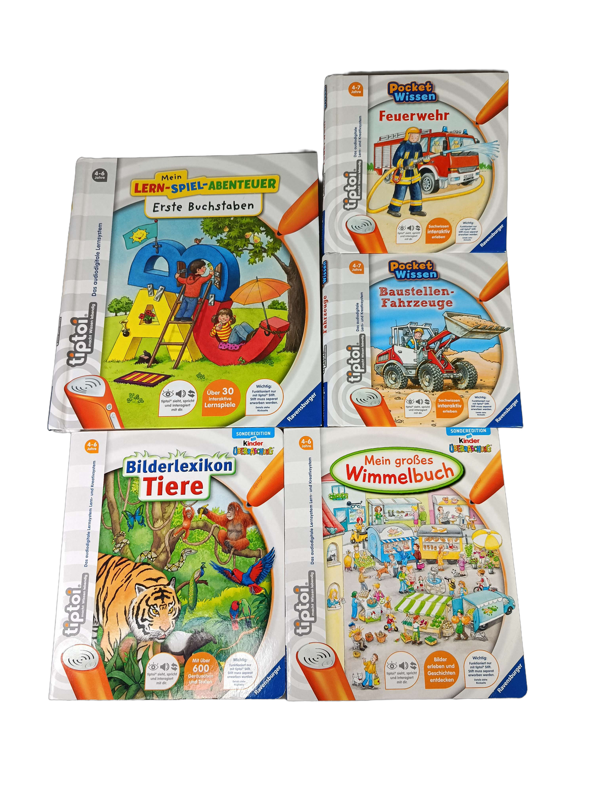 Ravensburger Bundle tiptoi 006908 597 Set von 5 Bücher & Lernspiele