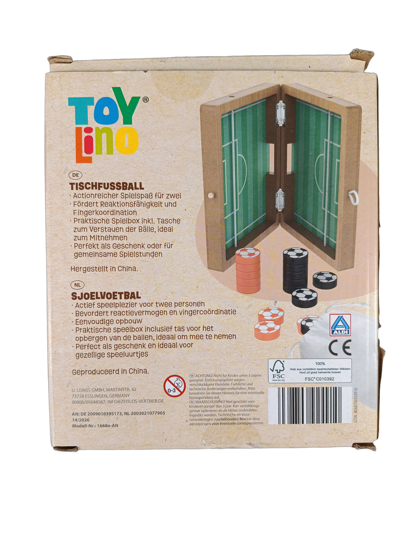 toy lino Tischfußball 1668n-AN Geschicklichkeitsspiel