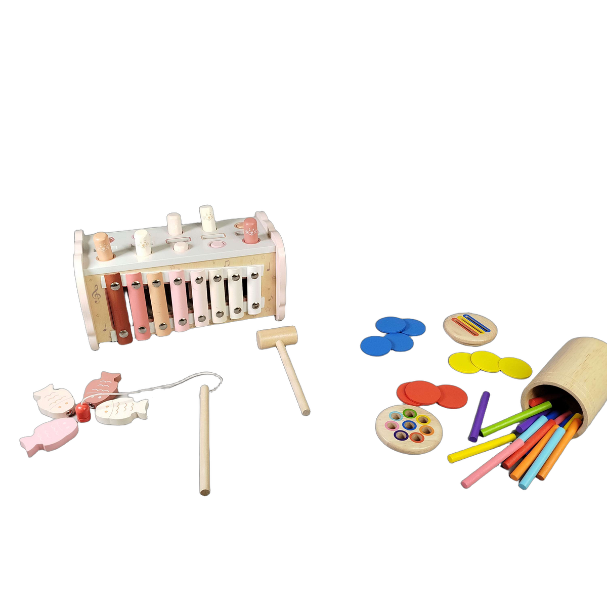 Bundle Holz Motorik & Musik Hammerbank Magnet Angelspiel & Xylophon