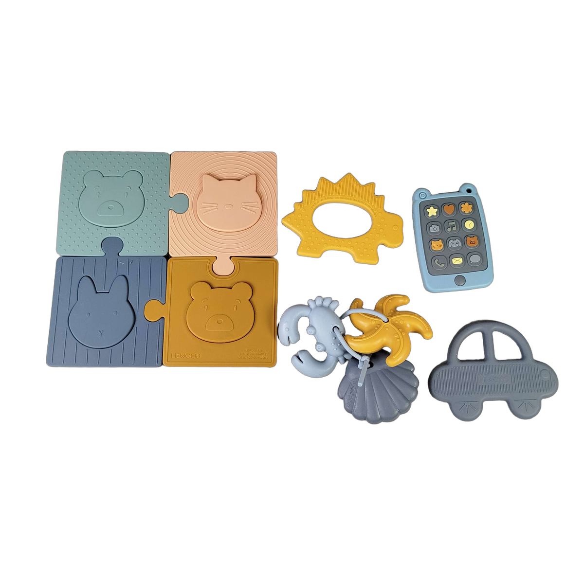 Liewood Bundle Montessori Set Silikon-Puzzle, Telefon & Beißringe