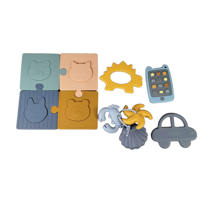 Liewood Bundle Montessori Set Silikon-Puzzle, Telefon & Beißringe