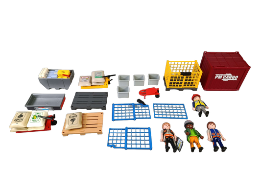 Playmobil Bundle Cargo-Team 5259 & 4474 Set von 2 Figuren & Container