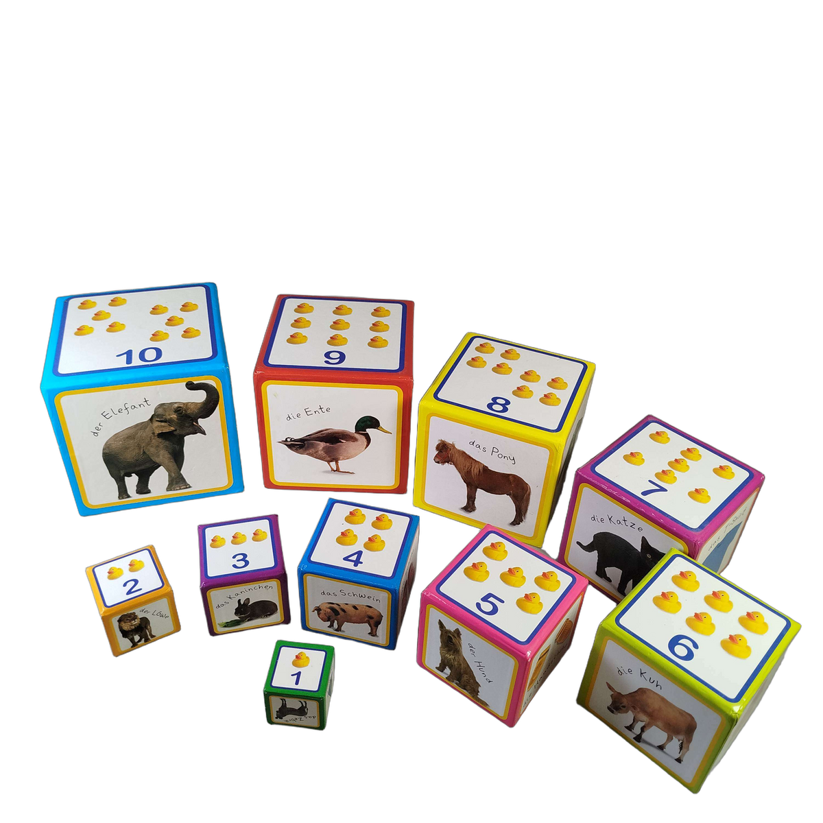 Montessori Tiere Stapelwürfel & Steckwürfel Lernspiel Zahlen 1–10