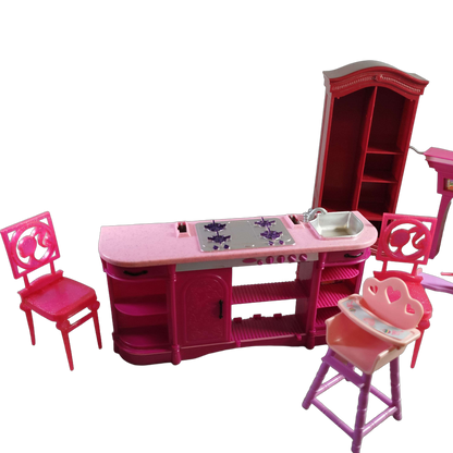 Bundle Puppenhaus Puppenmöbel Set von 7 Küche, Schrank, Waschtisch