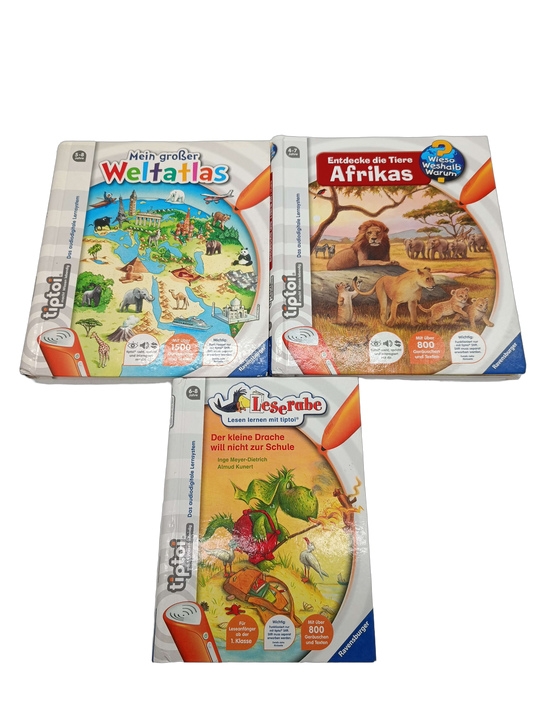 Ravensburger Bundle tiptoi 3x Lernbücher Weltatlas Leserabe