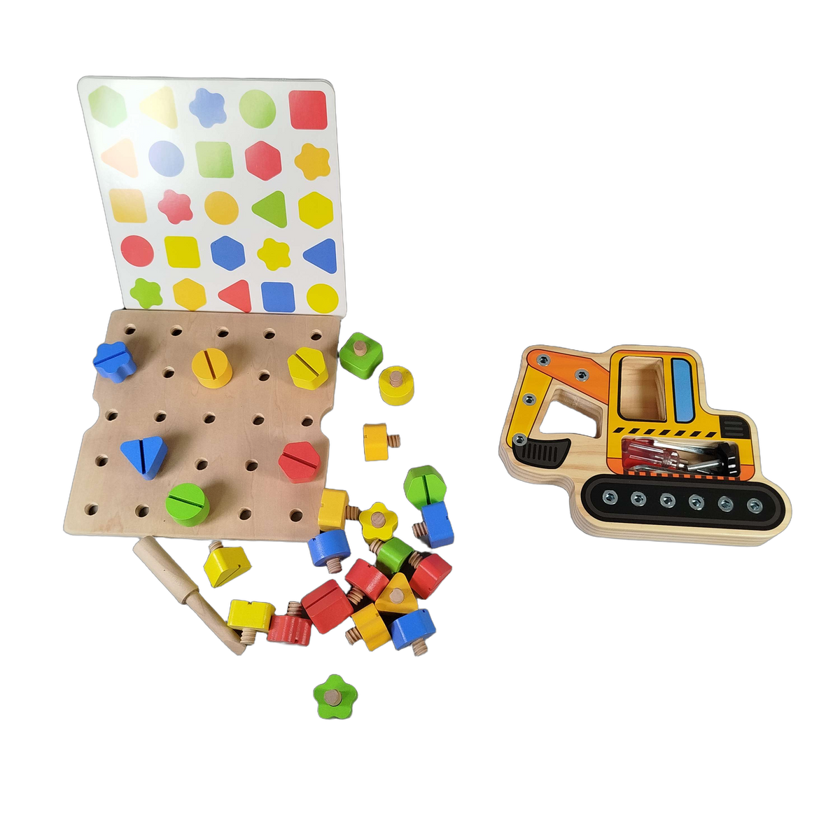 Ohye Bundle Montessori Set von 3 Holzlaptop, Schraubbrett & Lernspiel