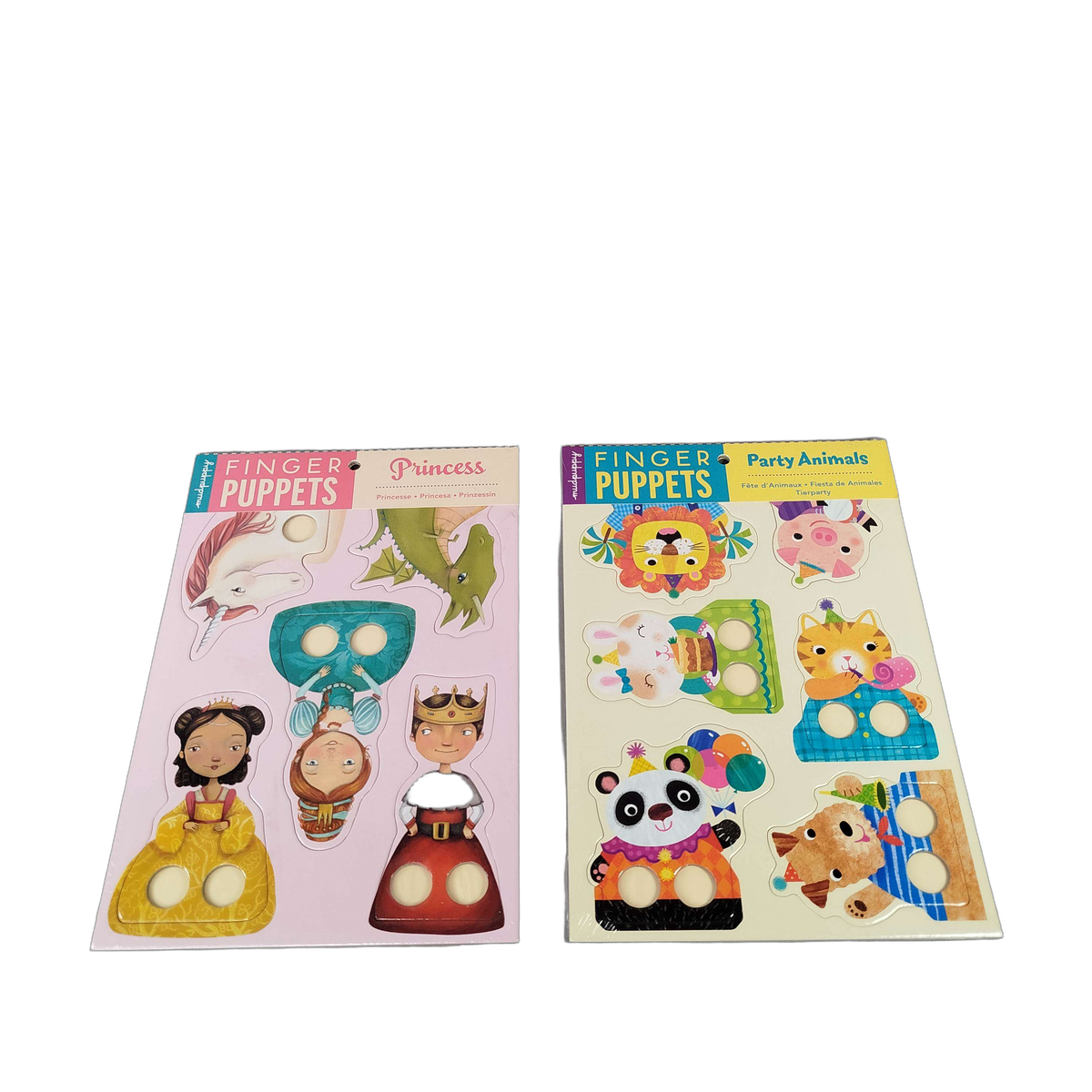Mudpuppy Bundle Party Animals & Princess Set von 12 Fingerpuppen, Neu