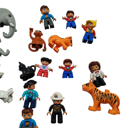 LEGO Bundle Duplo Set von 17 Figuren & Tiere Elefant Tiger Affe Hund