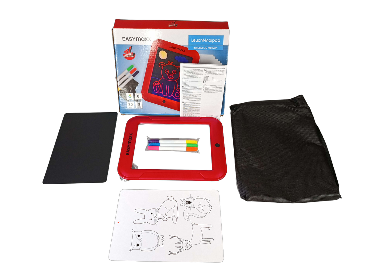 easymaxx Leucht-Malpad LED-Zeichenpad Leucht-Maltafel mit Zubehör