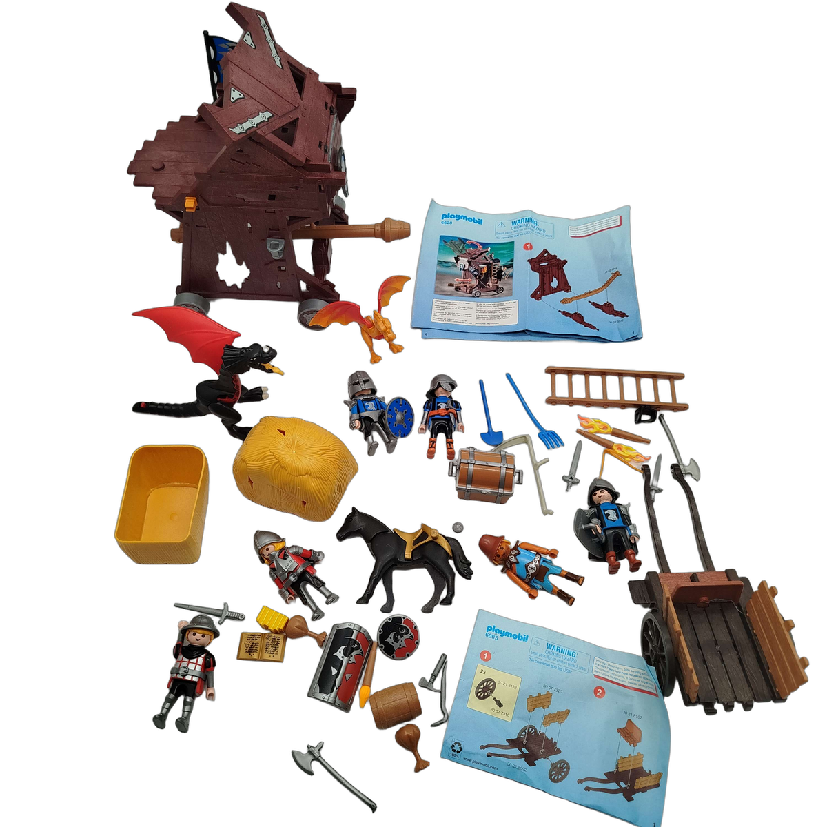 Playmobil Bundle Ritter 6628 6005 Set von 2 Figuren & Wagen