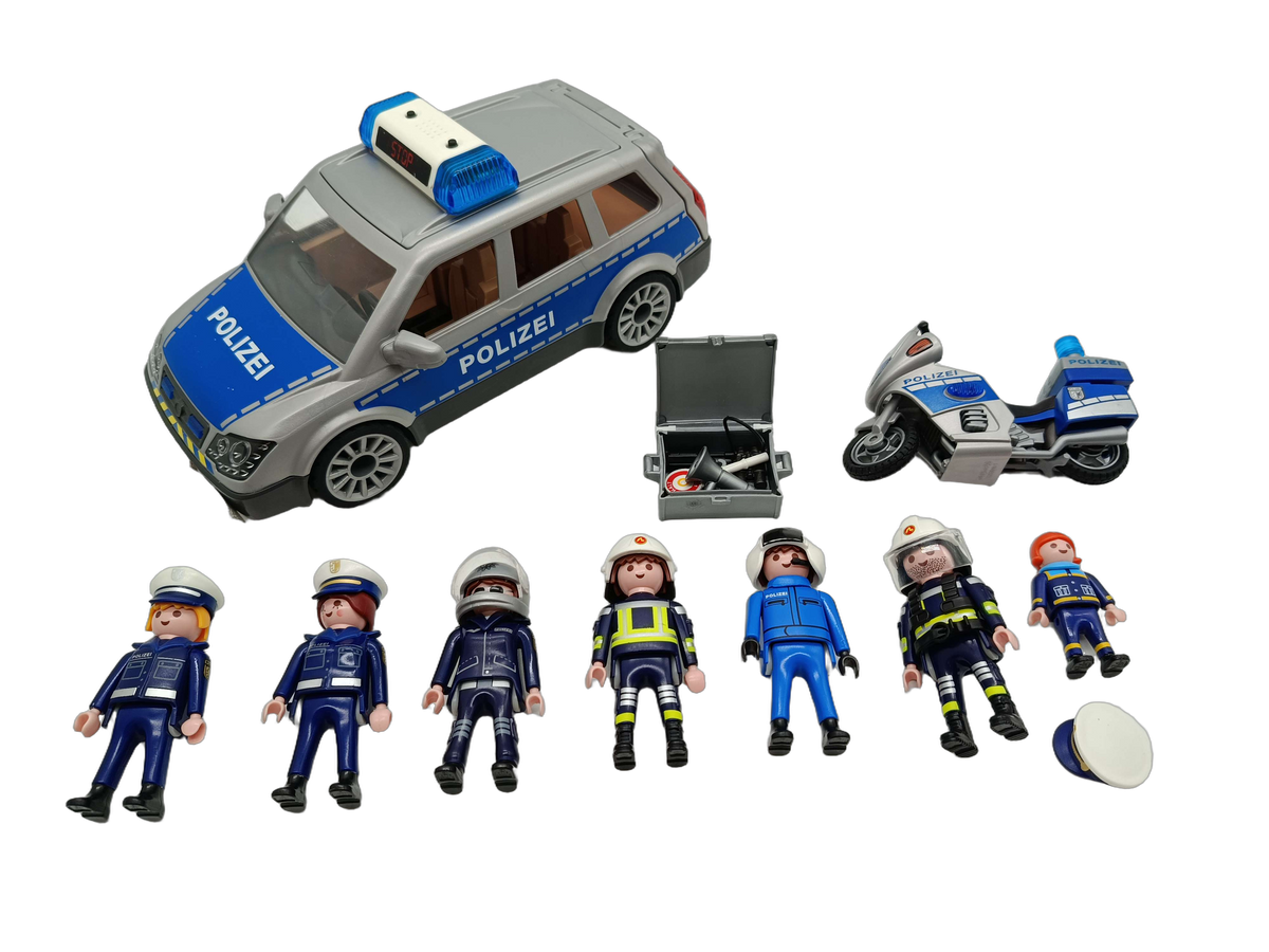 Playmobil Bundle Polizei 6873 Streifenwagen Polizeiauto & Motorrad