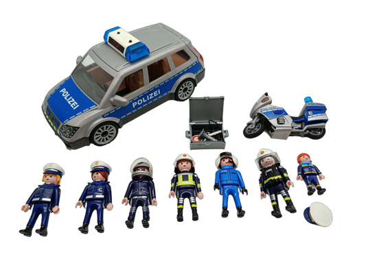 Playmobil Bundle Polizei 6873 Streifenwagen Polizeiauto & Motorrad