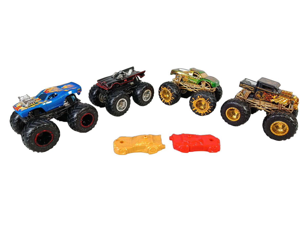 Mattel Bundle Hot Wheels Set von 4 Monstertrucks Batmobile Goliath