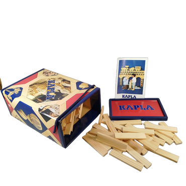 Kapla Holzplättchen Baukasten mit Ideenheft in Holzkiste