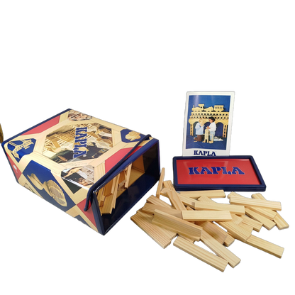 Kapla Holzplättchen Baukasten mit Ideenheft in Holzkiste