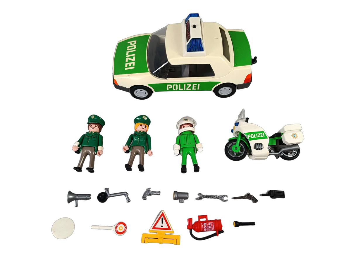 Playmobil Bundle Polizei 3903 Set Auto, Motorrad, 3 Figuren & Zubehör