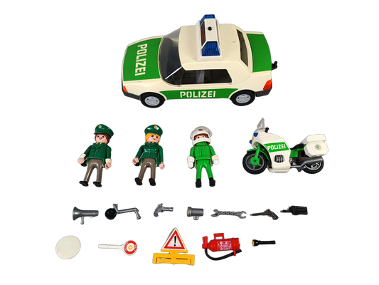 Playmobil Bundle Polizei 3903 Set Auto, Motorrad, 3 Figuren & Zubehör