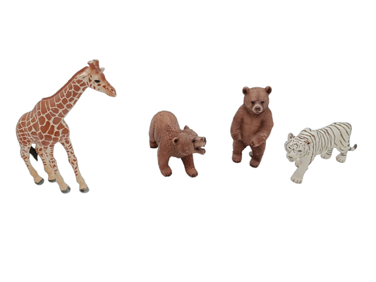 Schleich Tiere Bundle 5 Teile Giraffe Bären Tiger & Kriegerfigur