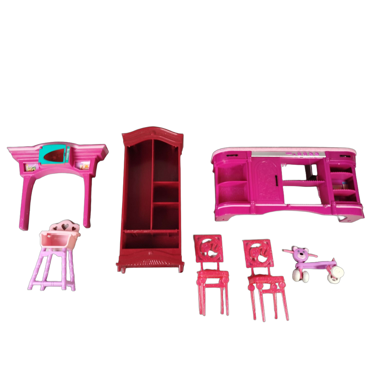 Bundle Puppenhaus Puppenmöbel Set von 7 Küche, Schrank, Waschtisch