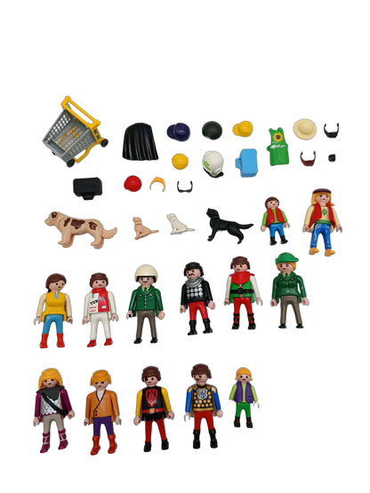 Playmobil Bundle Set von 14 Figuren, Zubehör, Hunde, Einkaufswagen