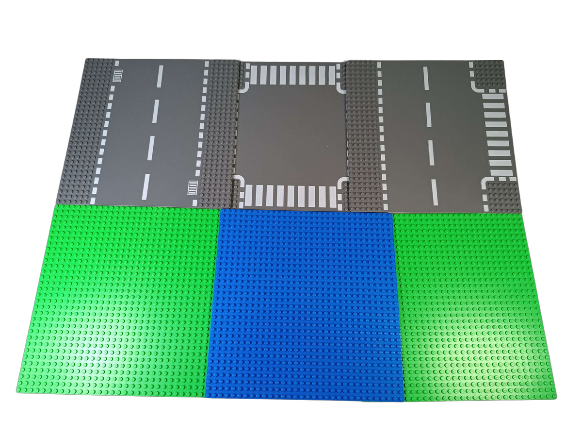 LEGO Bundle 32x32 Set von 6 Grundplatten Straße Grün Blau