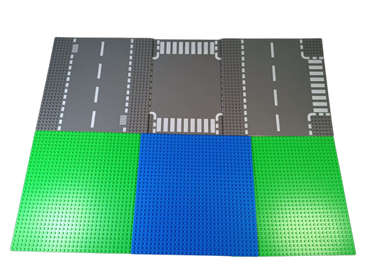 LEGO Bundle 32x32 Set von 6 Grundplatten Straße Grün Blau