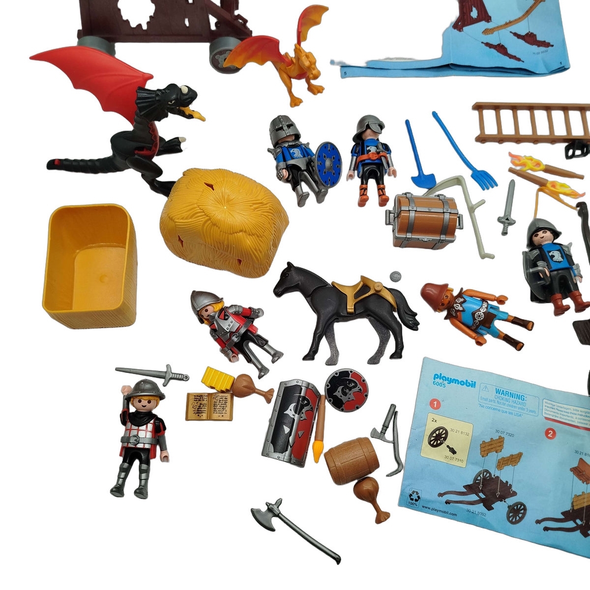 Playmobil Bundle Ritter 6628 6005 Set von 2 Figuren & Wagen
