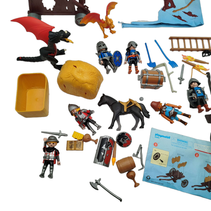Playmobil Bundle Ritter 6628 6005 Set von 2 Figuren & Wagen