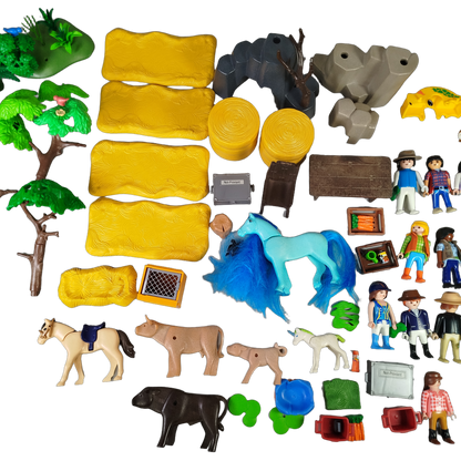Playmobil Bundle Set Tiere & Figuren mit Zubehör Pferde Hund Einhorn