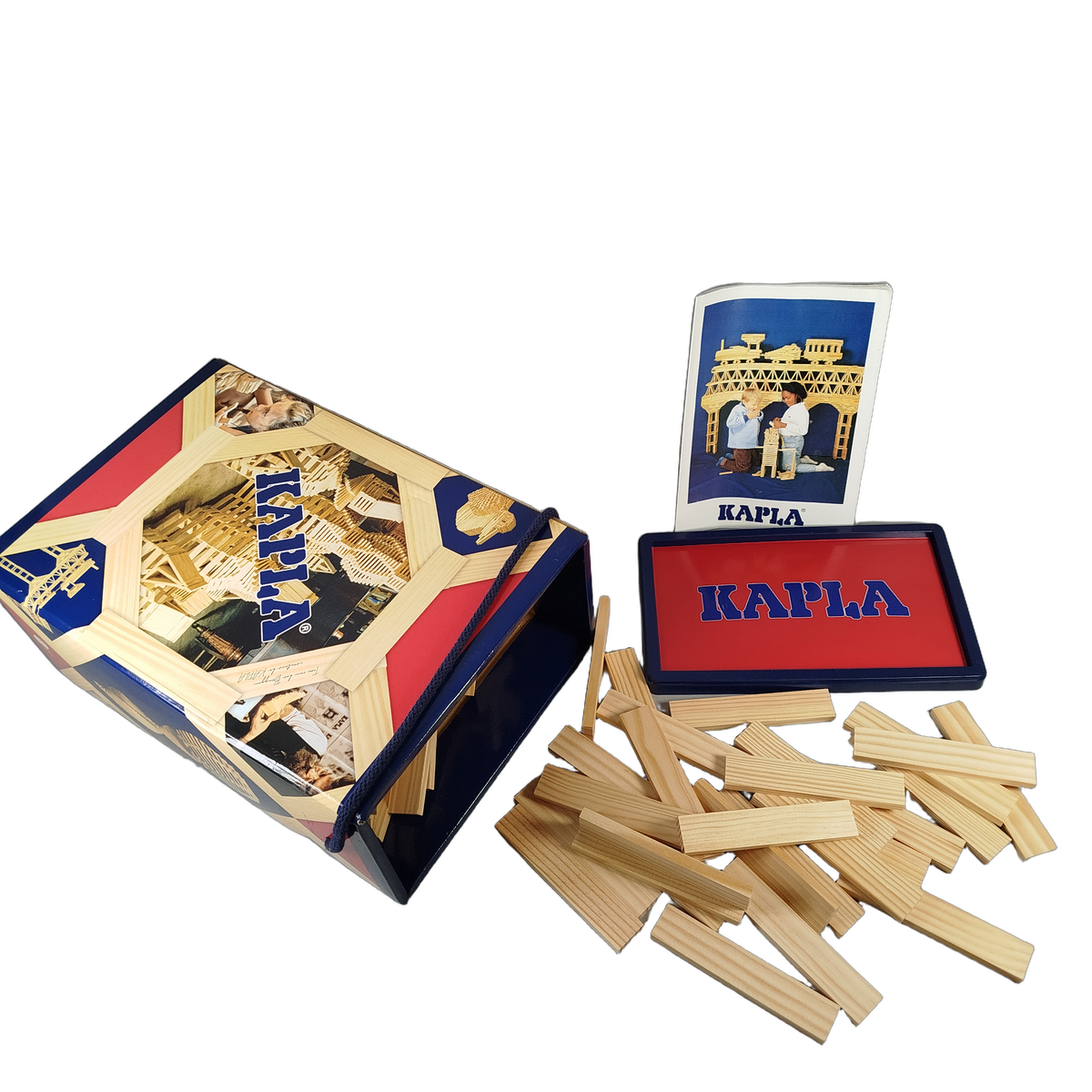 Kapla Holzplättchen Baukasten mit Ideenheft in Holzkiste