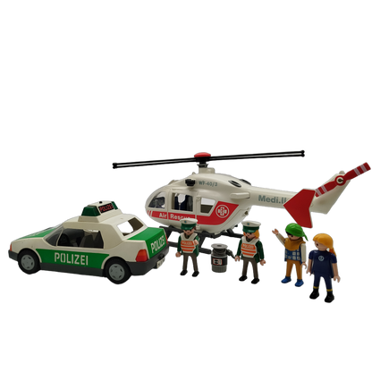 Playmobil Bundle Rettung & Polizei Set von 2 Helikopter & Auto
