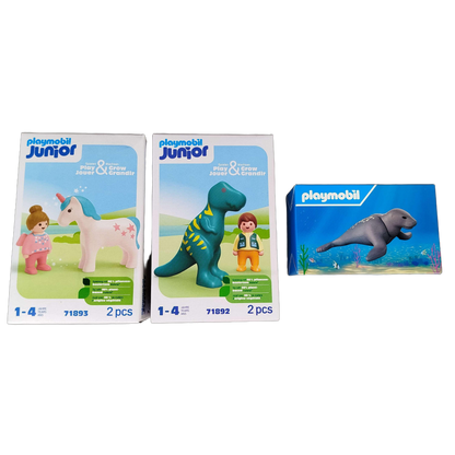 Playmobil Bundle Einhorn Dino 71893 71892 Set von 3 Figuren, Neu