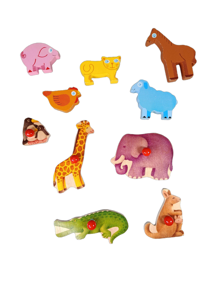Selecta Spiel Bundle Zoo 2051 Set von 3 Holzpuzzle & Bilderwürfel