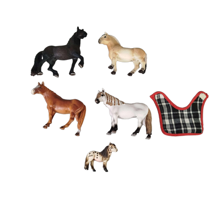 Schleich Tiere Bundle Pferde Palomino Foal & Friesian Horse Figuren