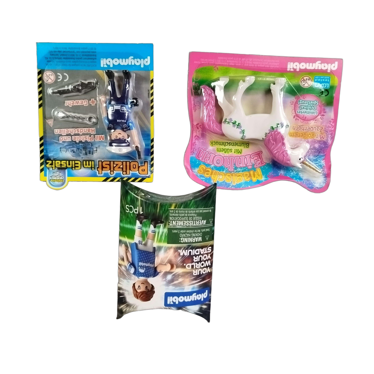 Playmobil Bundle Polizei & Einhorn & Football Set von 3 Figuren, Neu